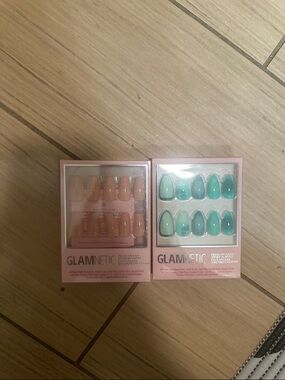 GLAMNETIC Women’s Press-On Nails - Nude and Teal Sets